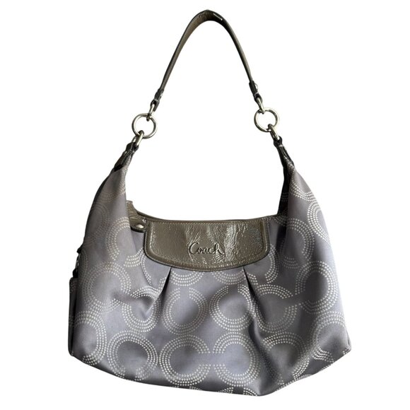Coach Dotted Jacquard C Print Ashley Shoulder Bag Women's Gray White Modern - Picture 1 of 11
